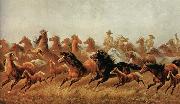 James Walker Roping wild horses oil painting artist